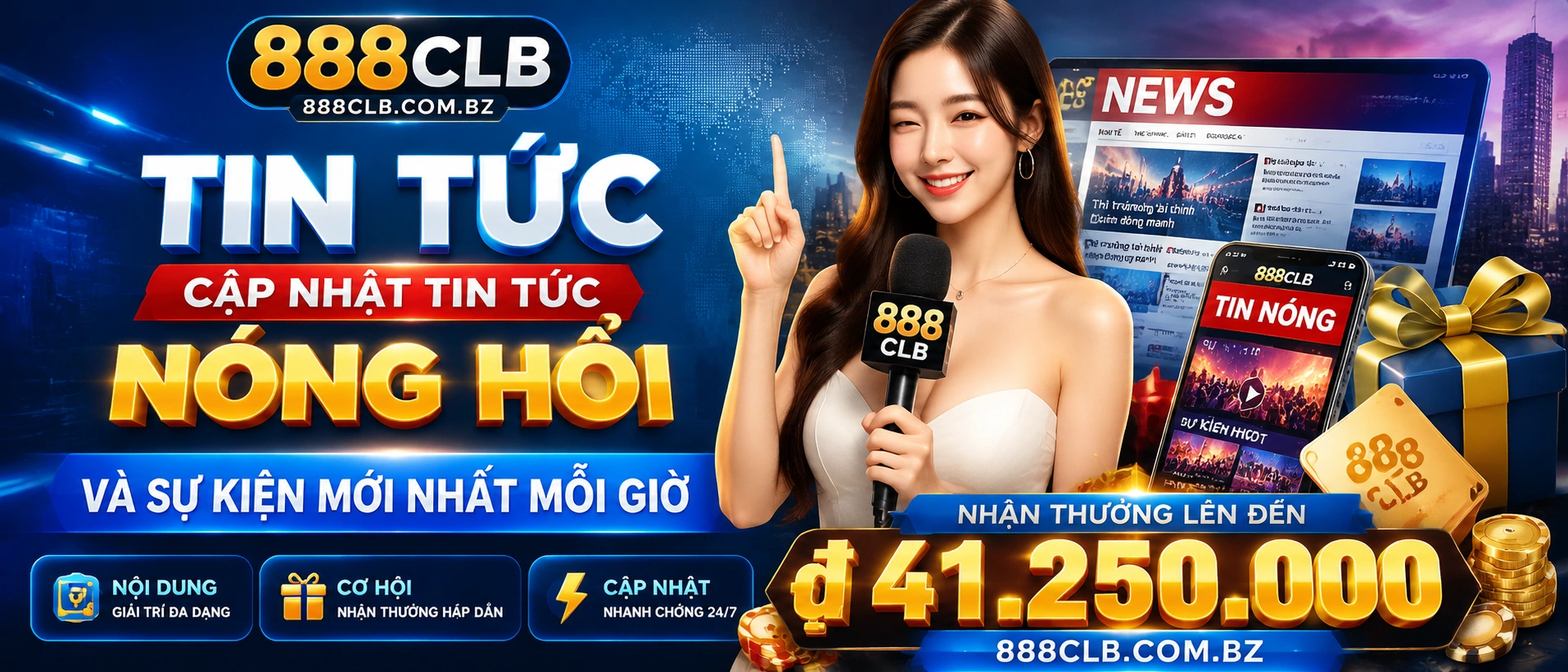 Khu tin tức 888clb với giao diện cập nhật tin mới trên mobile